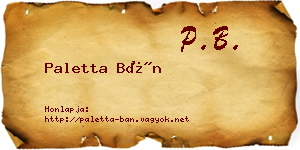 Paletta Bán névjegykártya